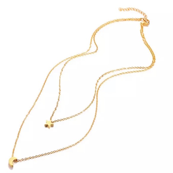 ✨Gold Moon and Star Layered Necklace✨ - Picture 2 of 3